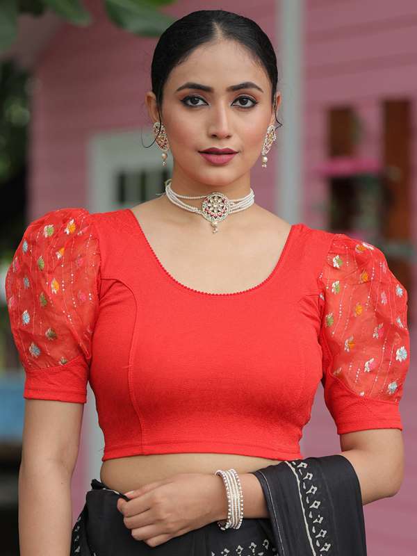 Red designer blouse online sales