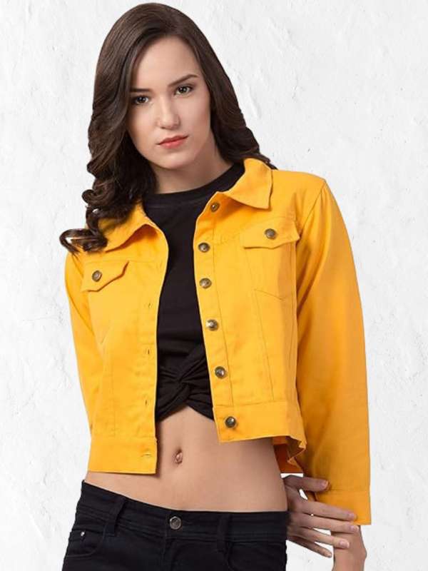 Ladies yellow denim jacket clearance