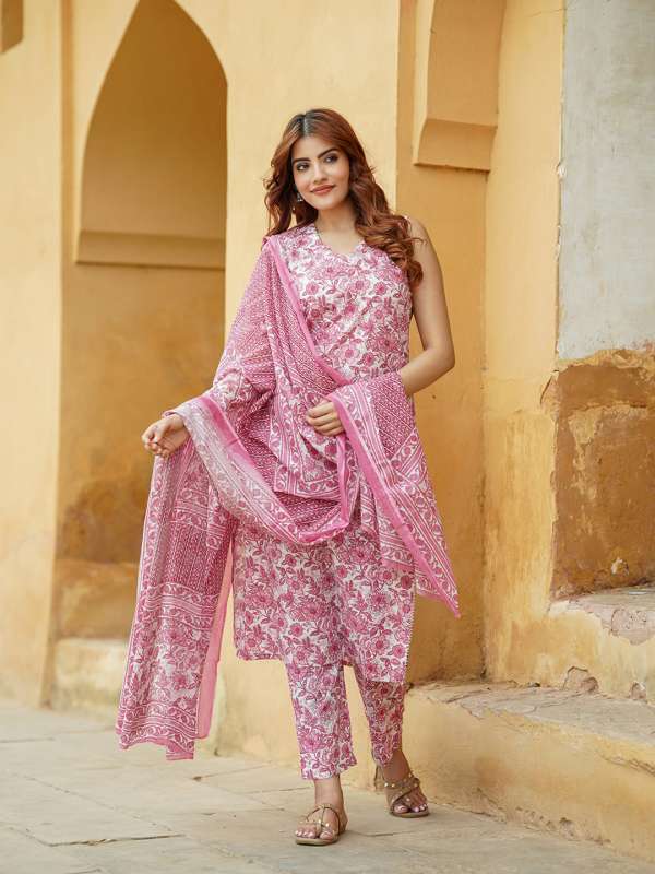 Pink White Dupatta Salwar Suit Buy Pink White Dupatta Salwar Suit online in India