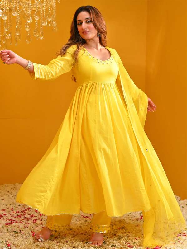 Yellow anarkali suit online online