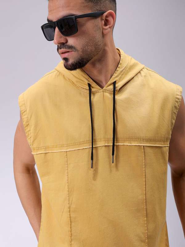 Yellow hooded shirt cheap