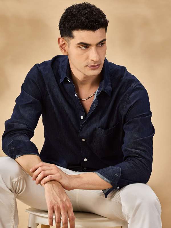 Navy blue shirt combination jeans online