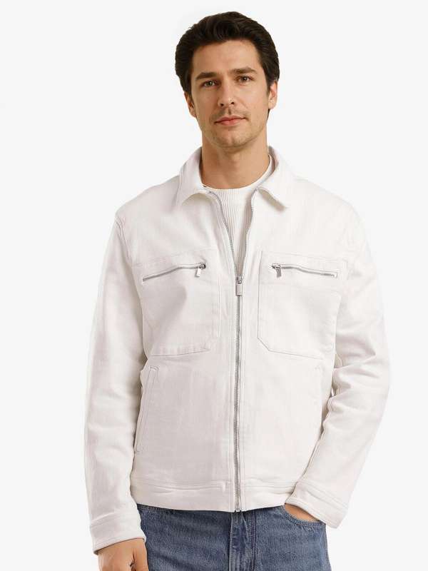Longline white denim jacket cheap