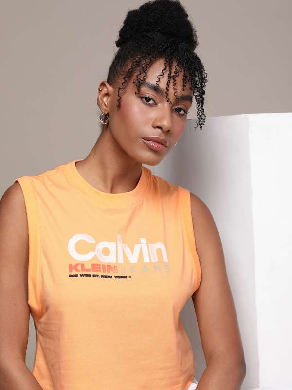 Orange calvin klein t shirt on sale
