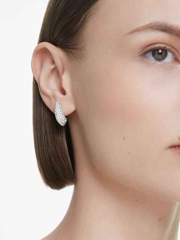 Silver stud earrings swarovski on sale