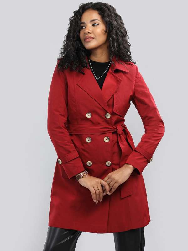 Red overcoat women's hot sale