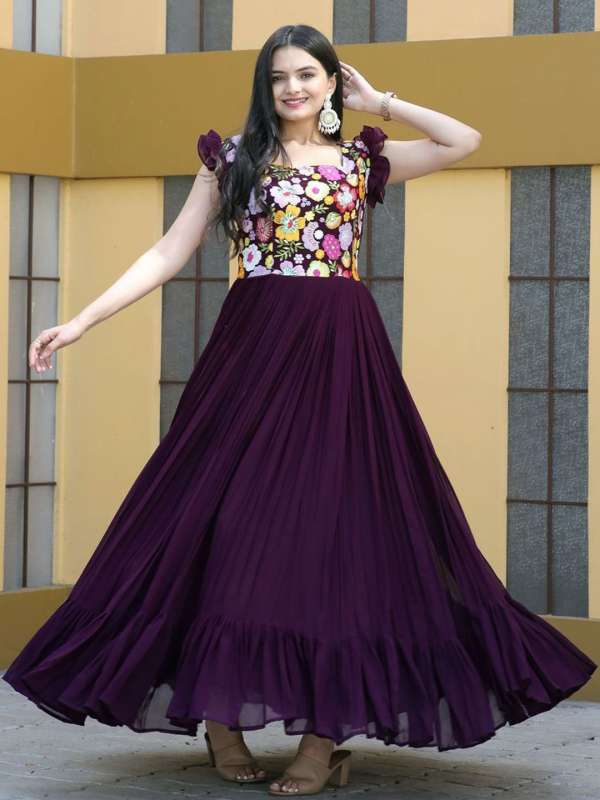 Purple colour long dress hot sale