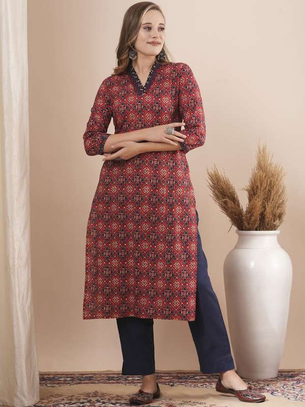 Shawl collar kurti on sale