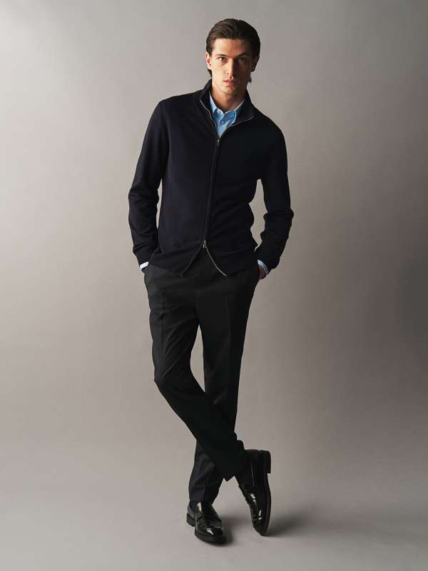 Mens slim fit black sweater clearance
