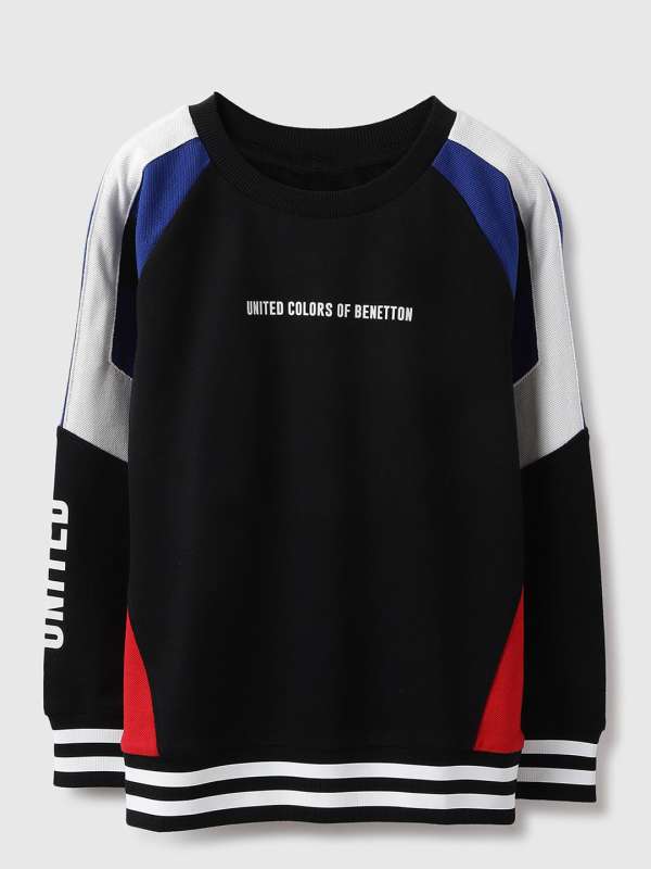 United colors of benetton black sweatshirt deals