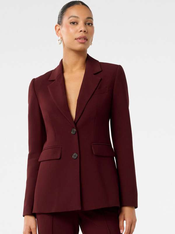 Maroon double breasted blazer hot sale