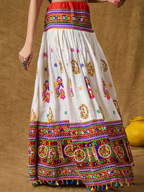 Embroidered flared skirt top