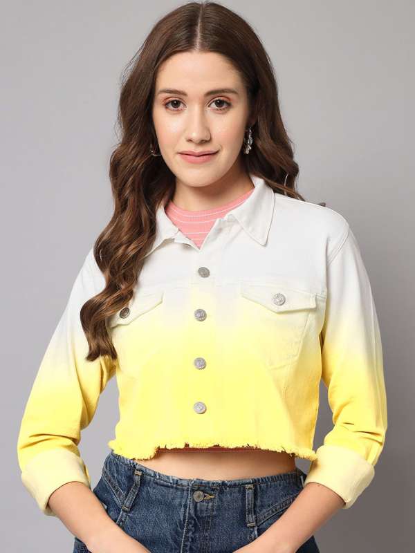 Womens yellow jean jacket best sale