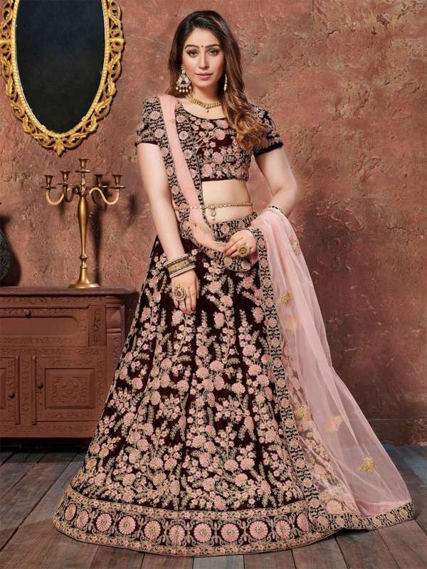 Velvet lehenga for girls on sale