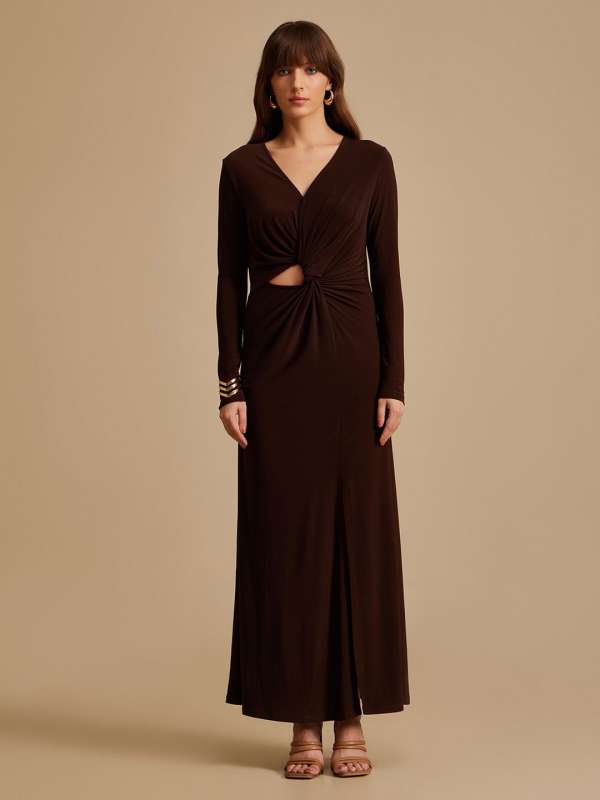 Brown Women Maxi Dresses Kazo Buy Brown Women Maxi Dresses Kazo online in India