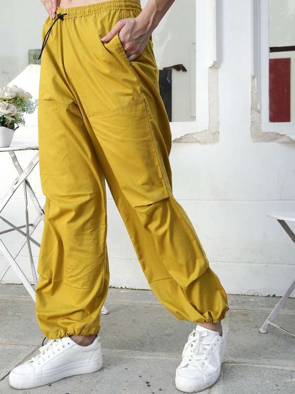 Yellow trousers womens hot sale