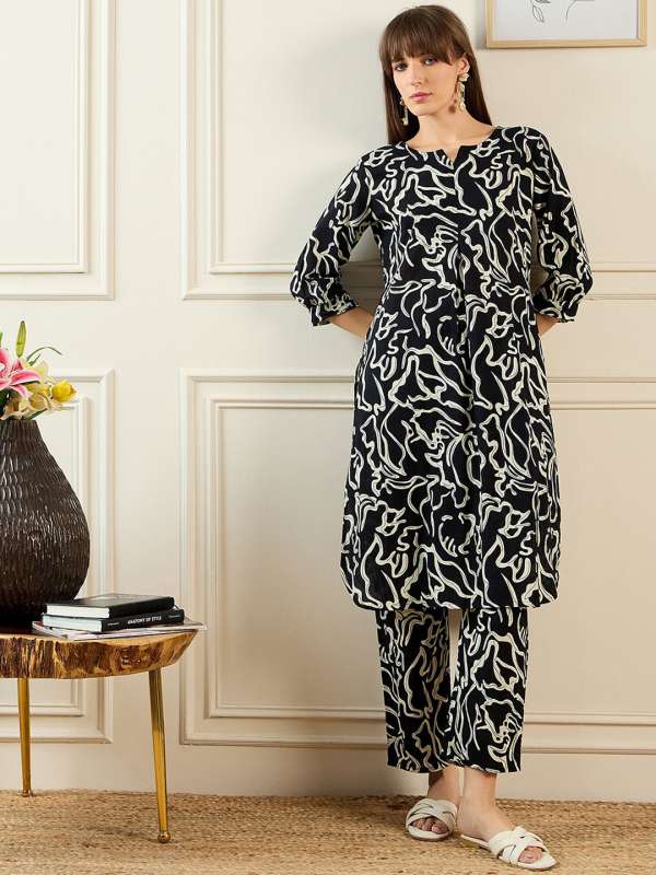 Black and white churidar top