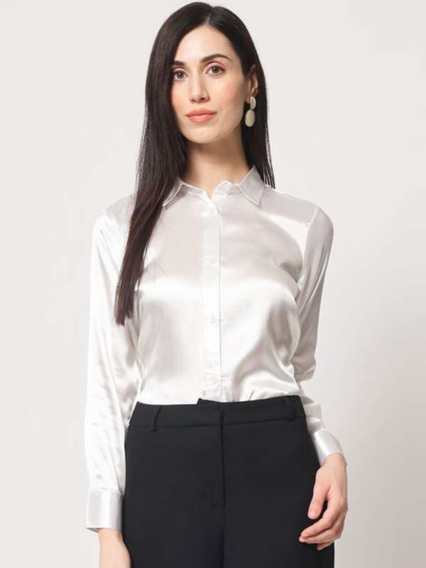 Satin white shirt for ladies new arrivals