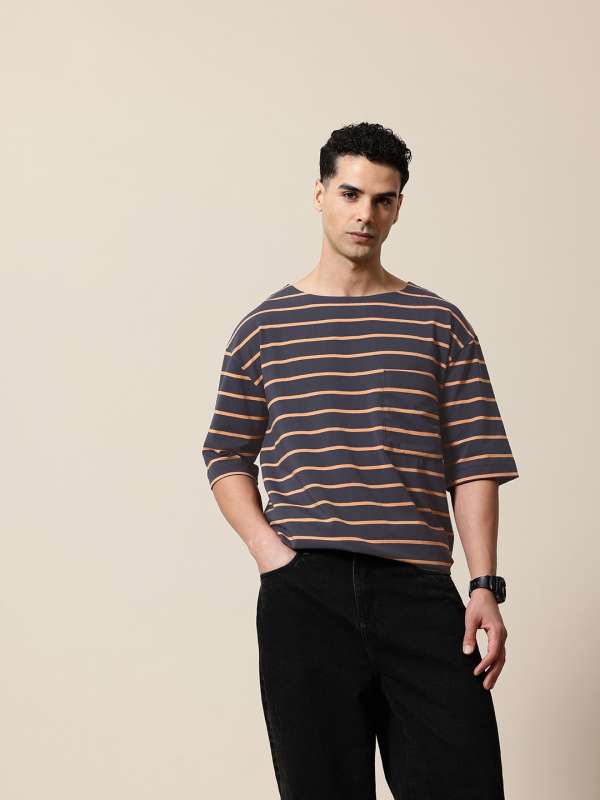 Boat neck t shirt mens shop