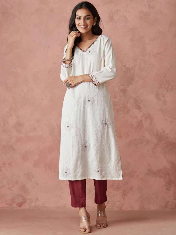 Fabindia white kurtis top