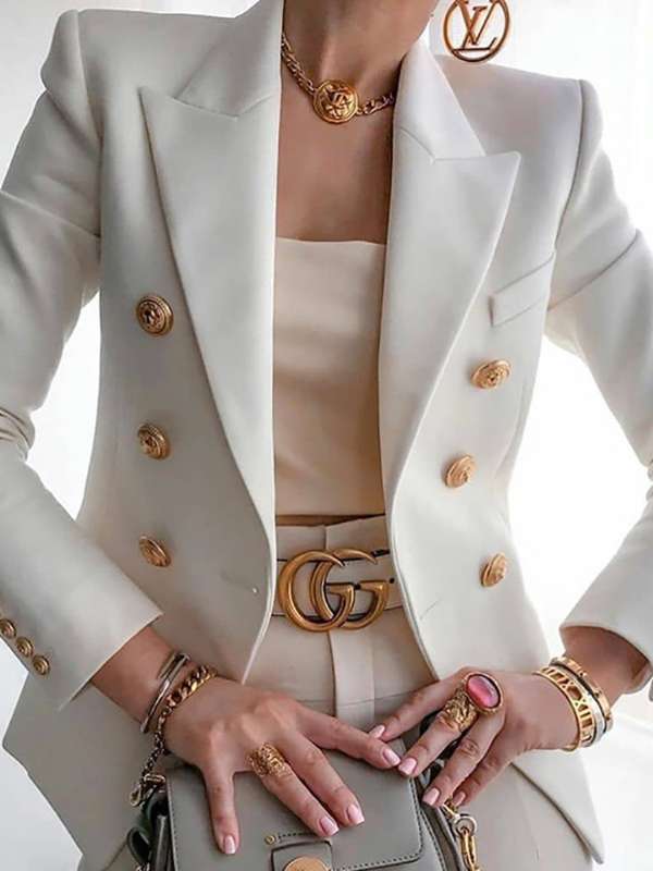 Womens blazer with gold buttons cheap