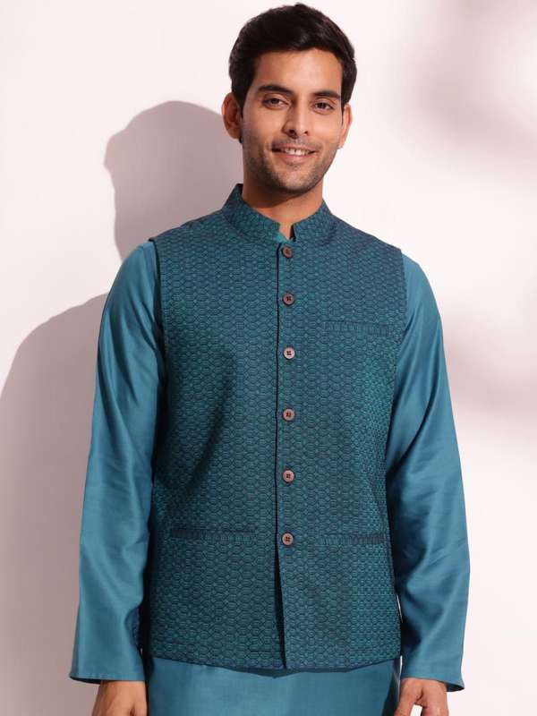 True blue nehru jacket online