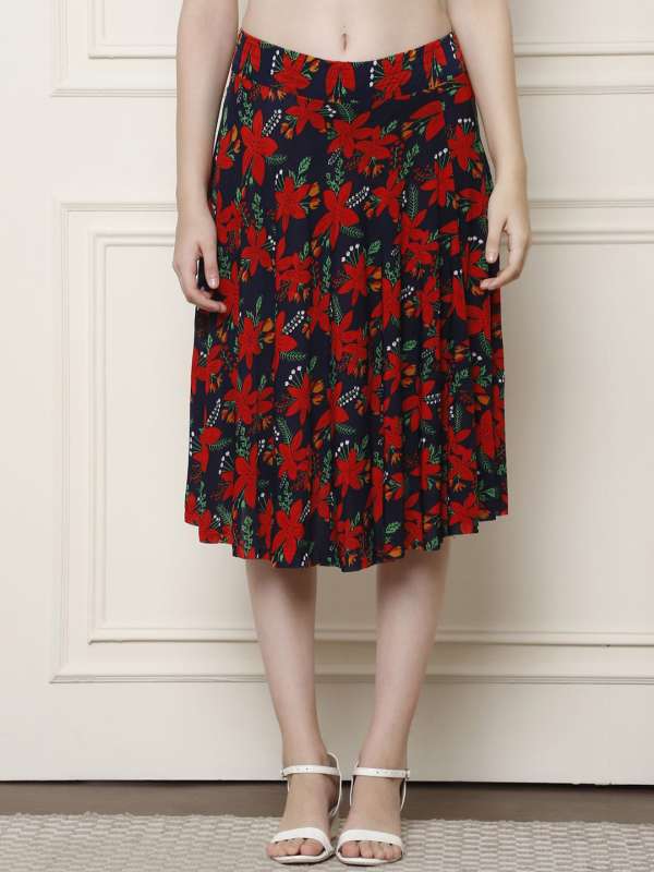 Knee length flared skirts online sales