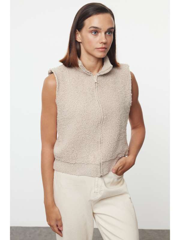 Sleeveless sweater jacket deals