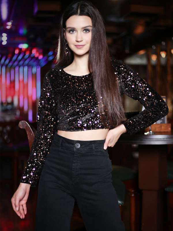 Party wear shiny tops on sale