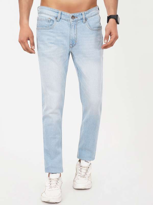 Light blue tapered jeans mens best sale