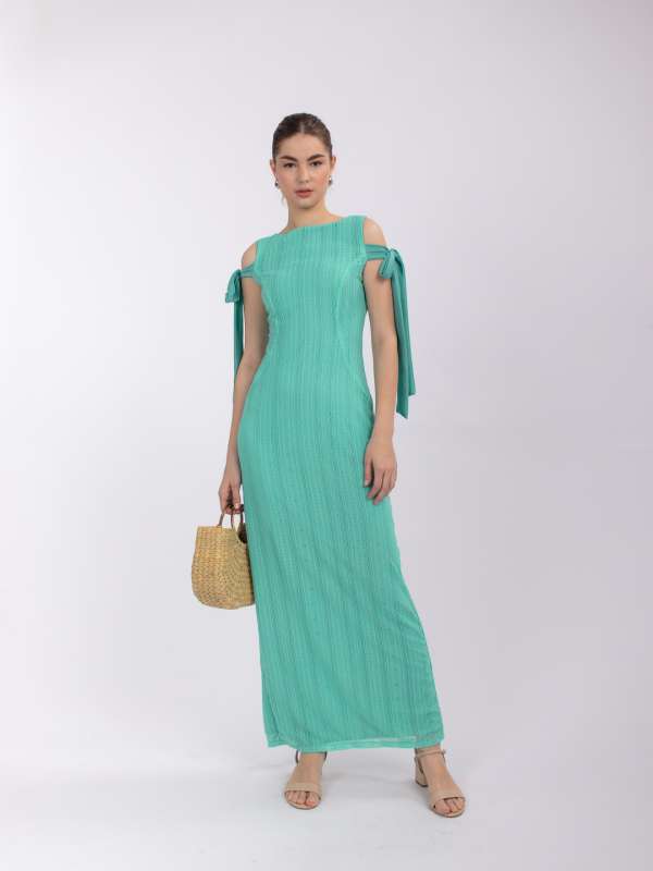 Sea Green Self Design Maxi Dress Buy Sea Green Self Design Maxi Dress online in India