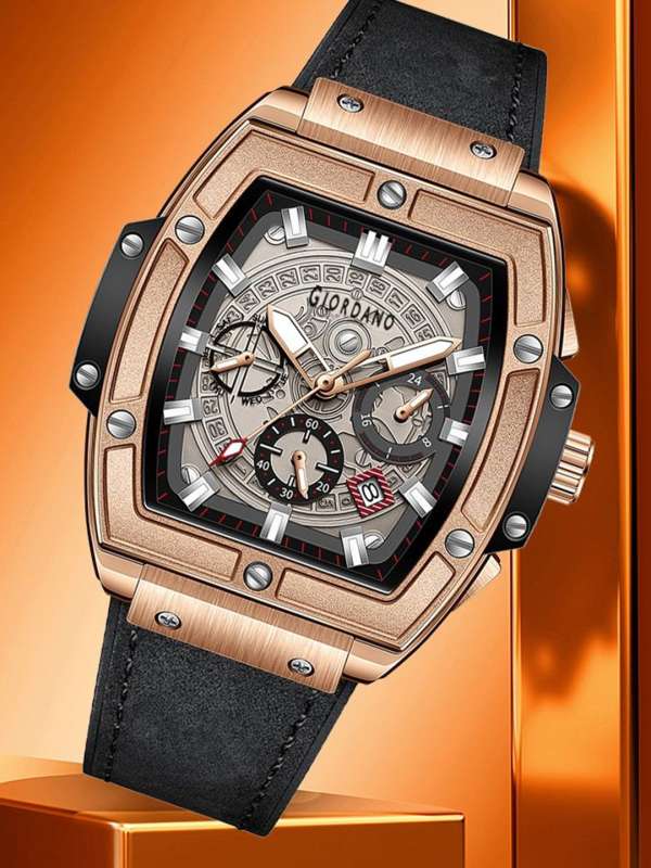 Leather analog watch best sale