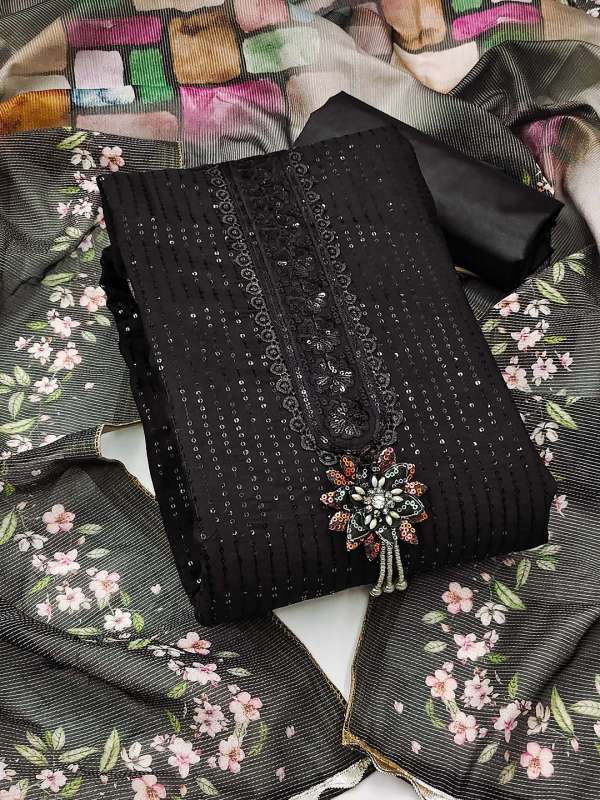 Semi stitched dress material online discount