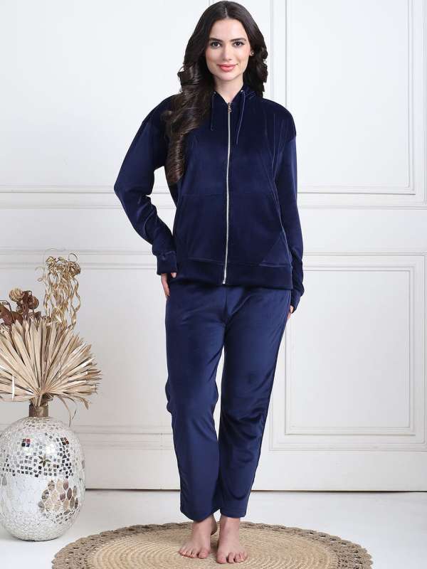 Velvet night suit for women on sale