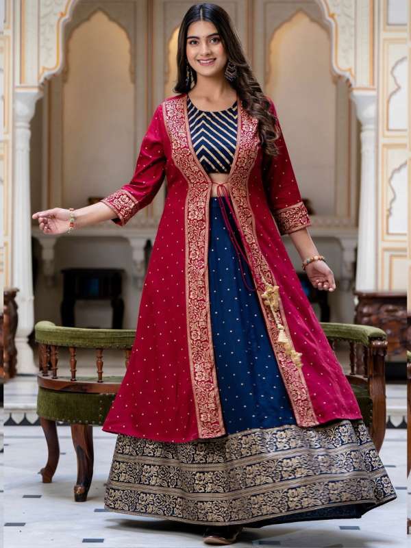 Long kurta with skirt party wear clearance