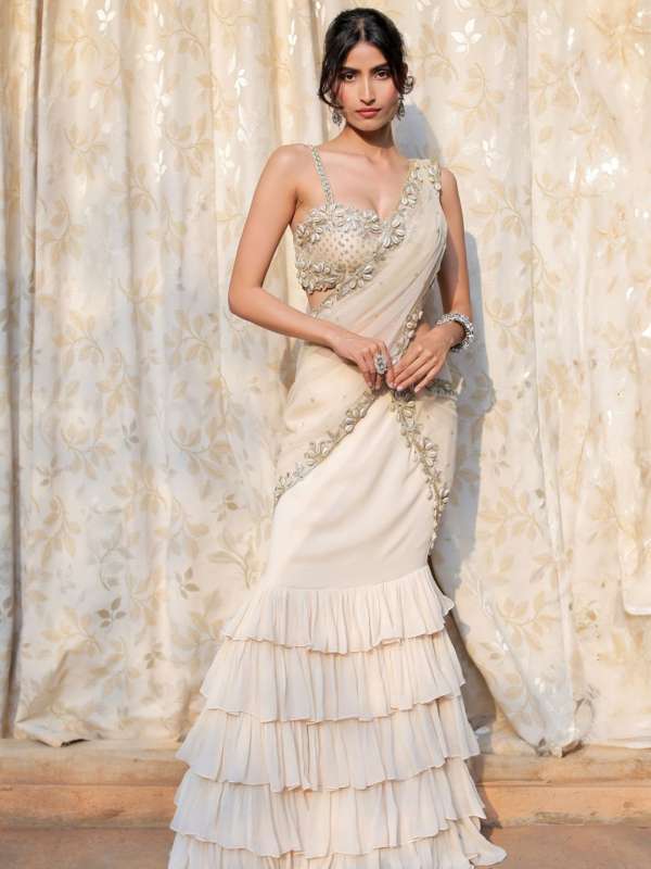 Saree style lehenga designs hot sale
