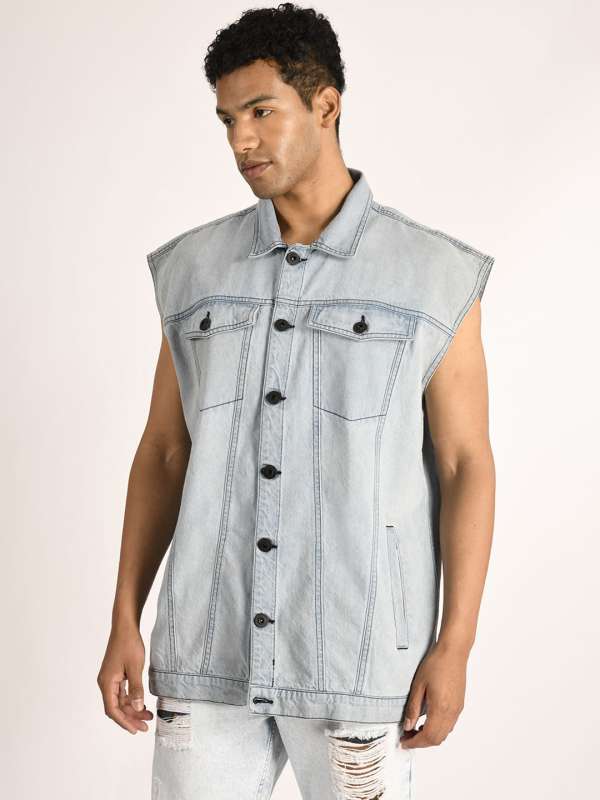 Denim half sleeve jacket online