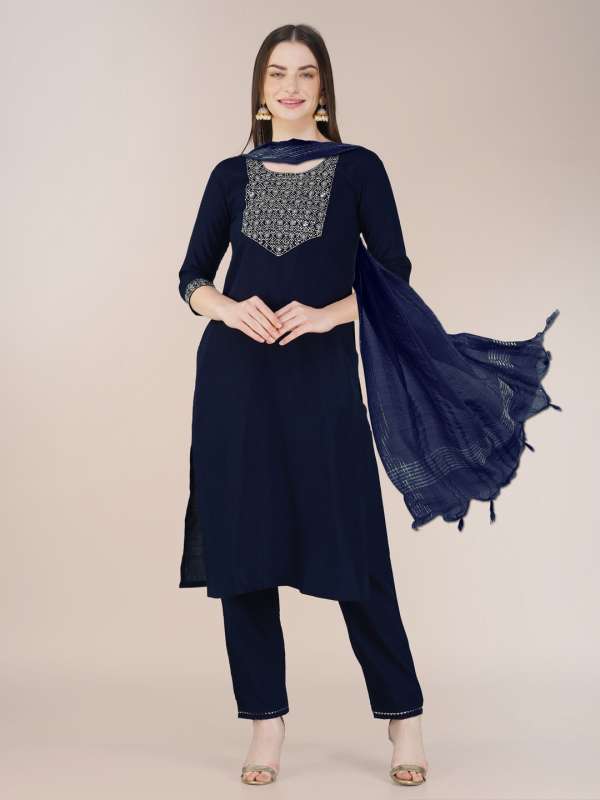 Navy Blue Kurti 27s Churidar Kurtas Sets Buy Navy Blue Kurti 27s Churidar Kurtas Sets online in India