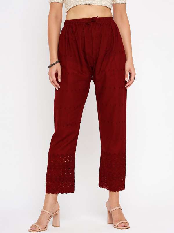 Maroon straight leg pants outlet