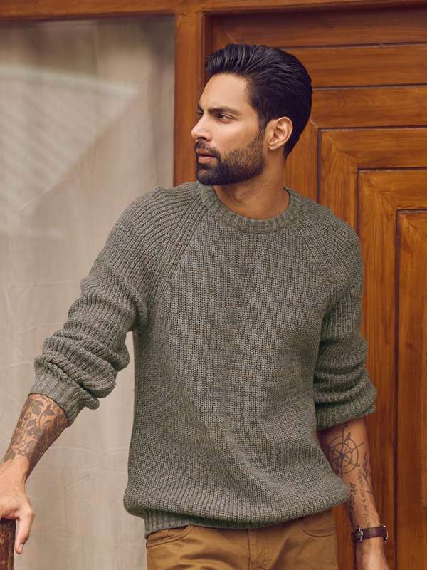 Khaki sweater mens 2025