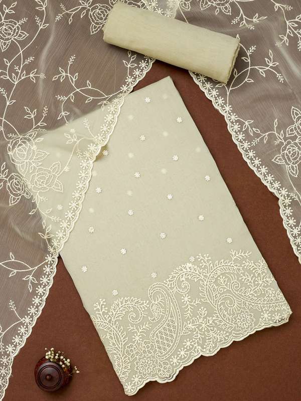 Chiffon embroidered dress material online new arrivals