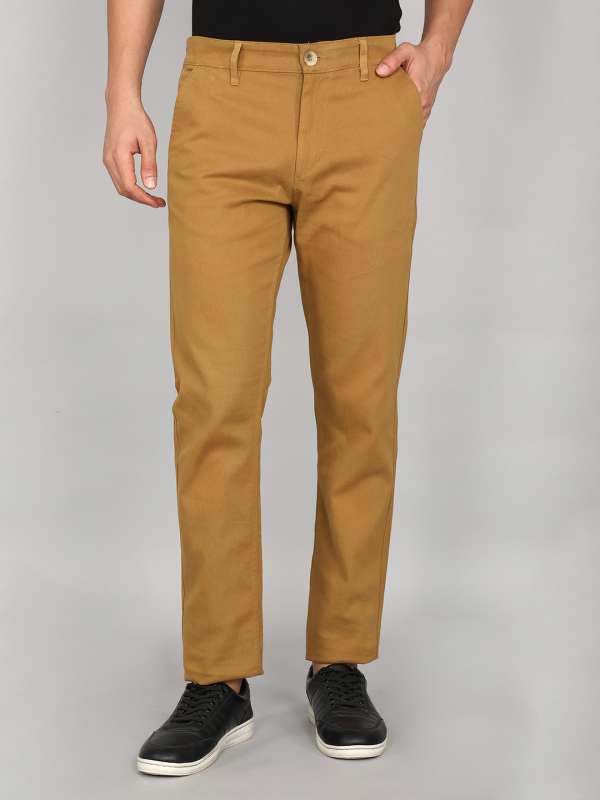 Wrogn Khaki Solid Slim Fit Chinos Trouser Buy Wrogn Khaki Solid Slim Fit Chinos Trouser online in India