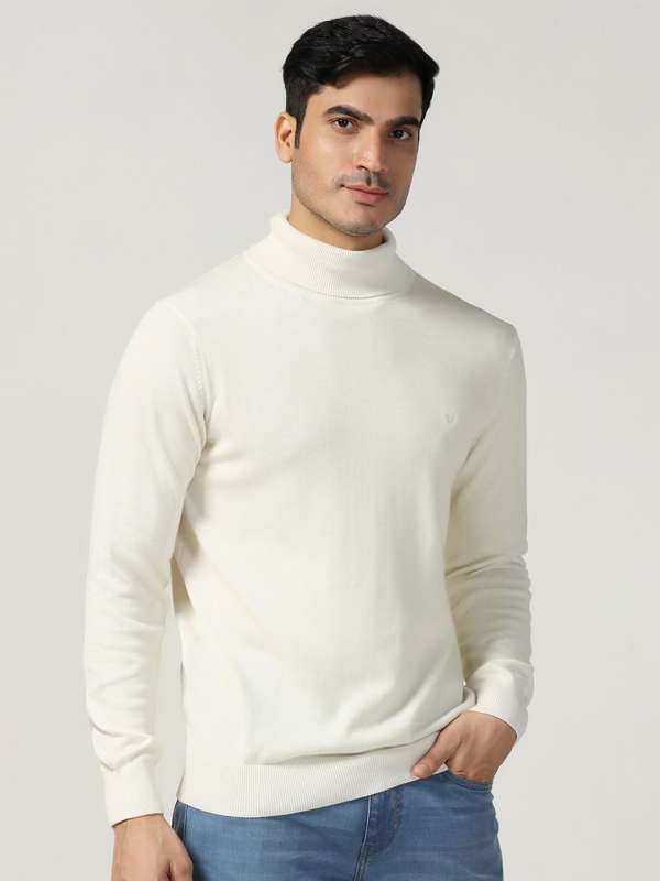 Men Solid White Sweaters Buy Men Solid White Sweaters online in India