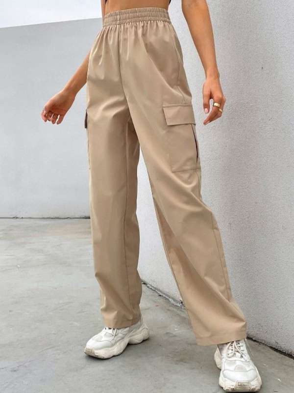 Khaki loose fit pants womens outlet