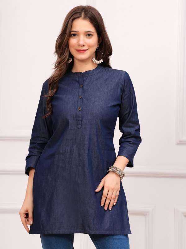 Denim Mandarin Collar Topwear Buy Denim Mandarin Collar Topwear online in India