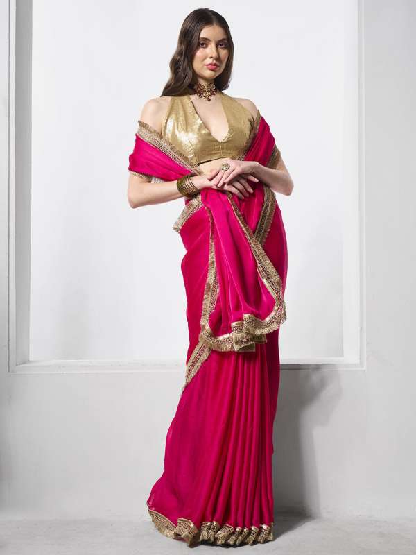 Satin saree online myntra outlet