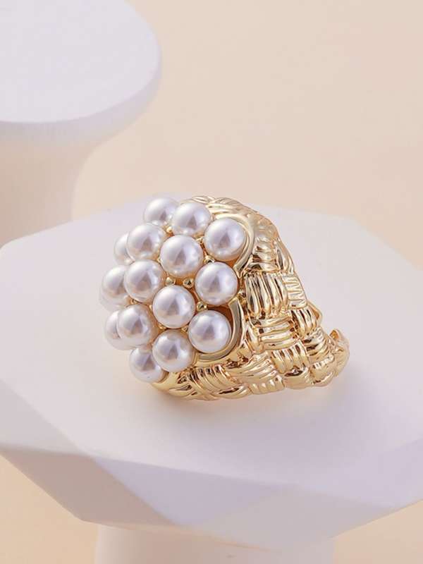 Pearl gold ring buy online on sale