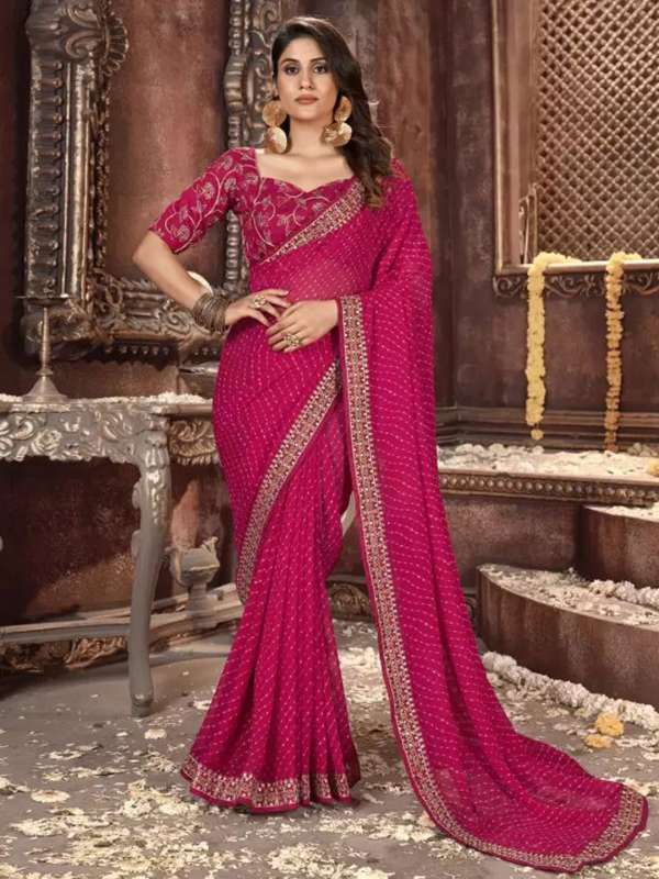 Bandhani Leheriya Saree Printed Blouse Buy Bandhani Leheriya Saree Printed Blouse online in India