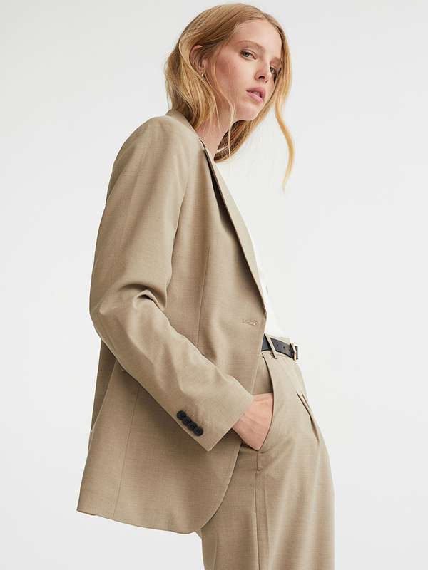Beige Women Winter Jackets Fitted 