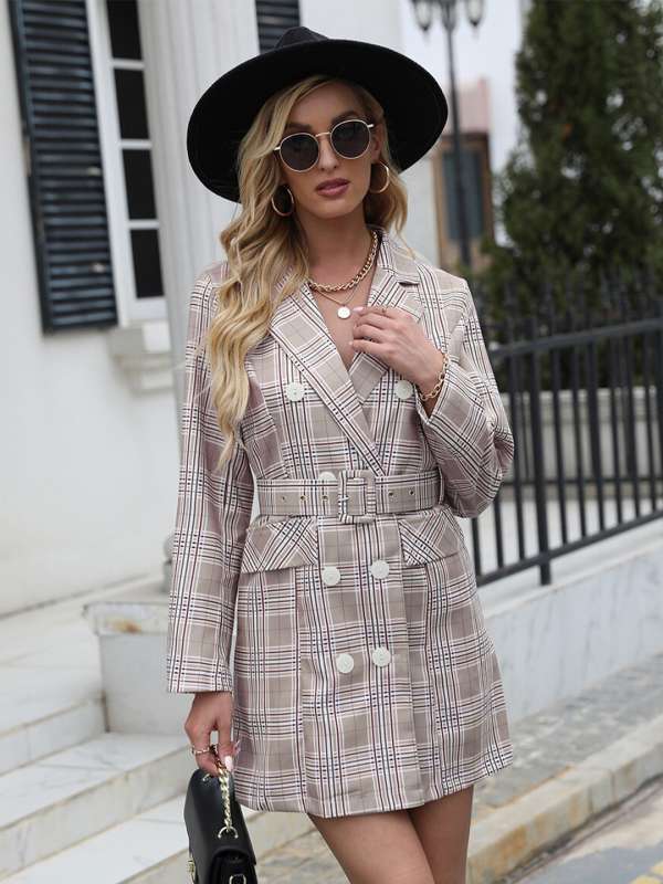 ワンピース sheller flocky check long shirt dress sheller flocky check long shirt dress（Buy Women Black